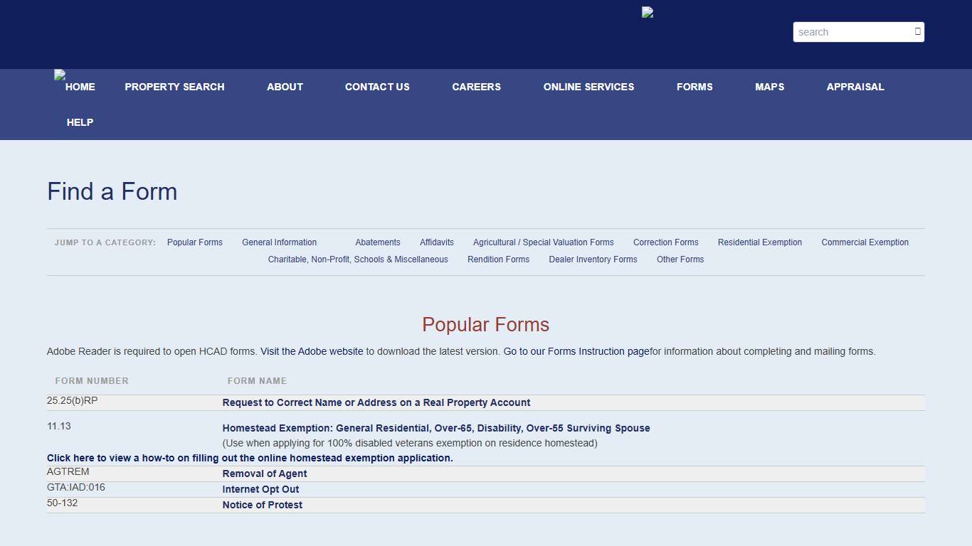 All Forms - Harris Central Appraisal District